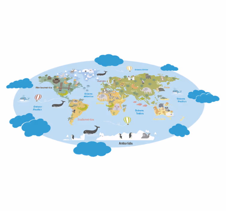 Kids carpet world map rug - TenStickers