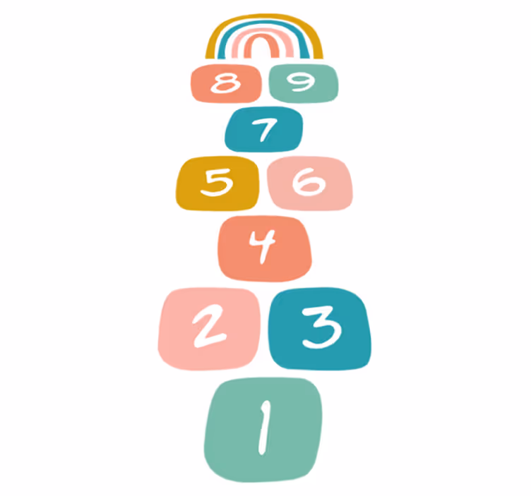 Kids carpet hopscotch with rainbow design - TenStickers