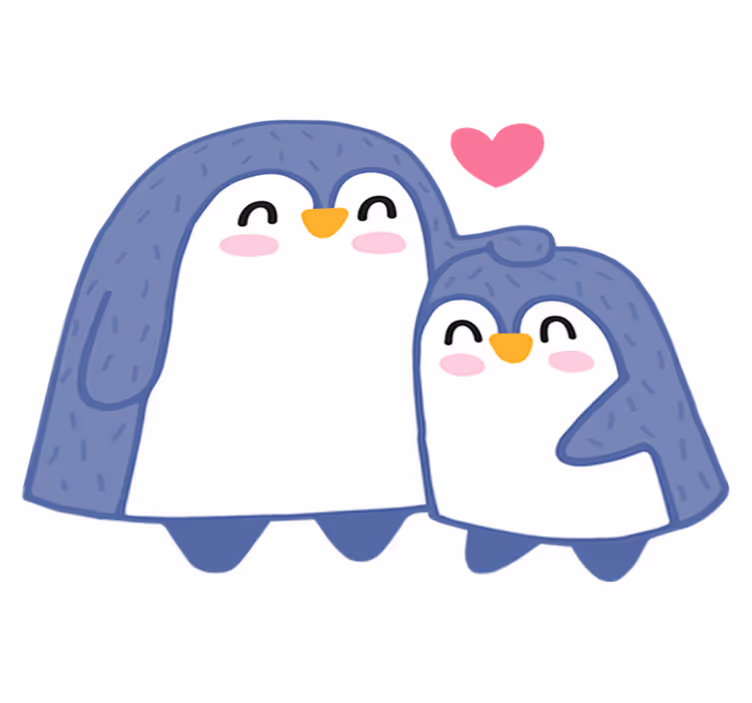 Kids carpet mum and baby penguin design - TenStickers