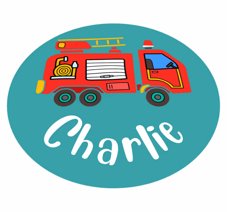 Kids carpet personalised fire truck design - TenStickers