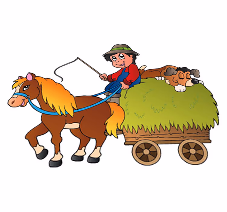 Kids carpet rocking horse with cart - TenStickers