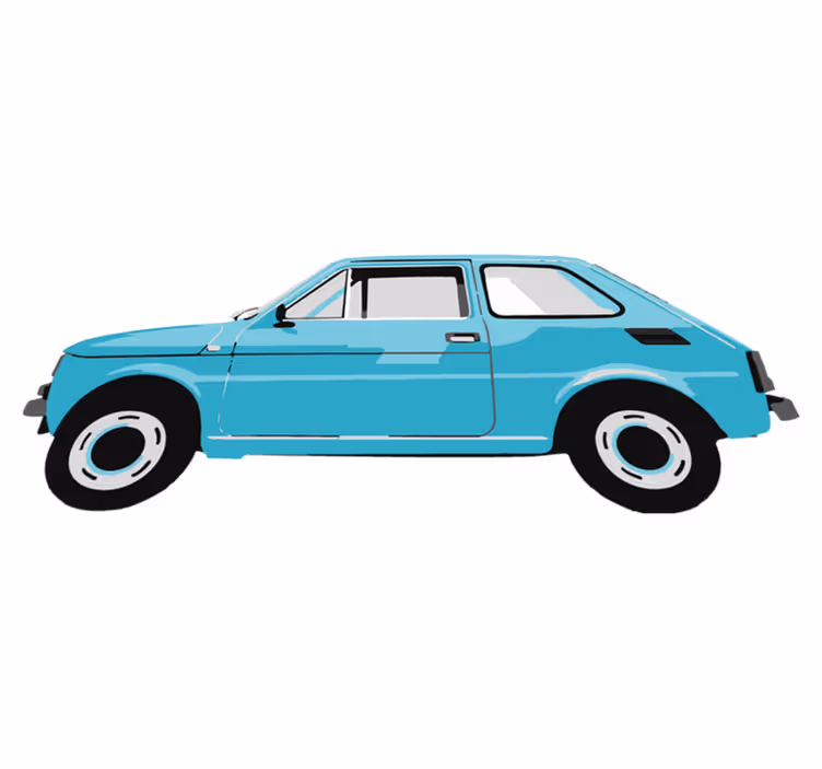 Kids carpet blue vintage car - TenStickers