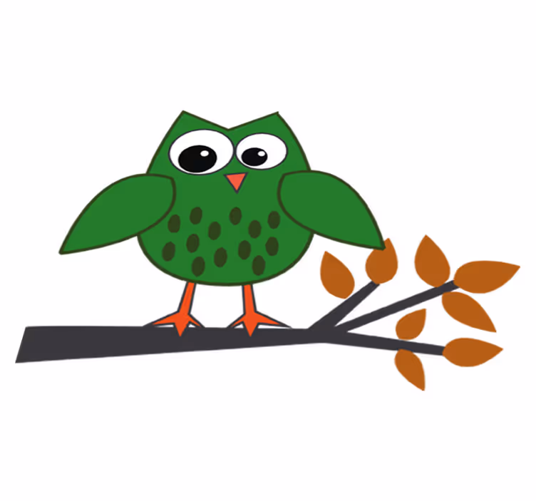 Kids carpet green owl on a branch - TenStickers