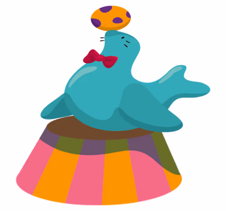 Kids carpet circus seal with ball sticker - TenStickers