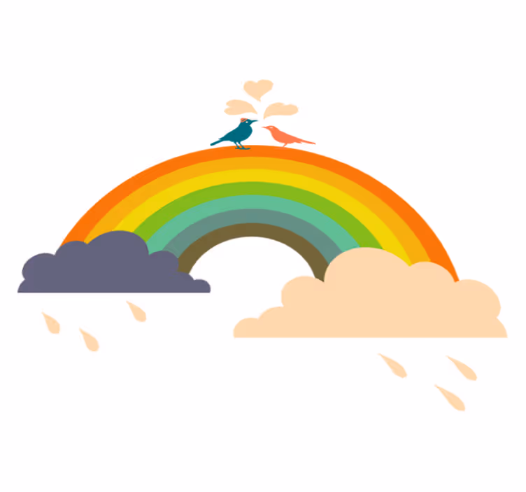 Kids carpet birds on a rainbow - TenStickers