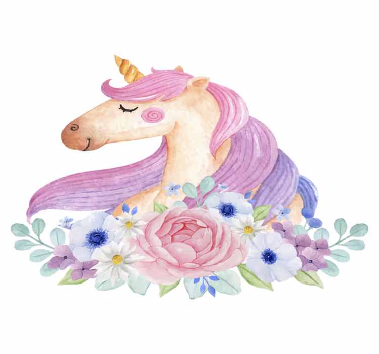 Kids carpet watercolor unicorn design - TenStickers