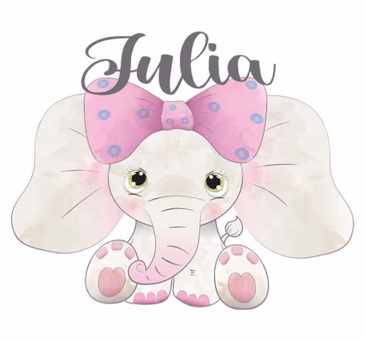 Kids carpet elephant with baby and name - TenStickers