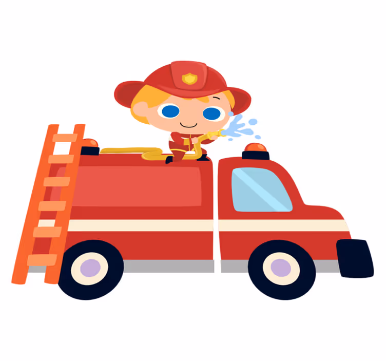 Kids carpet firefighter red car man - TenStickers
