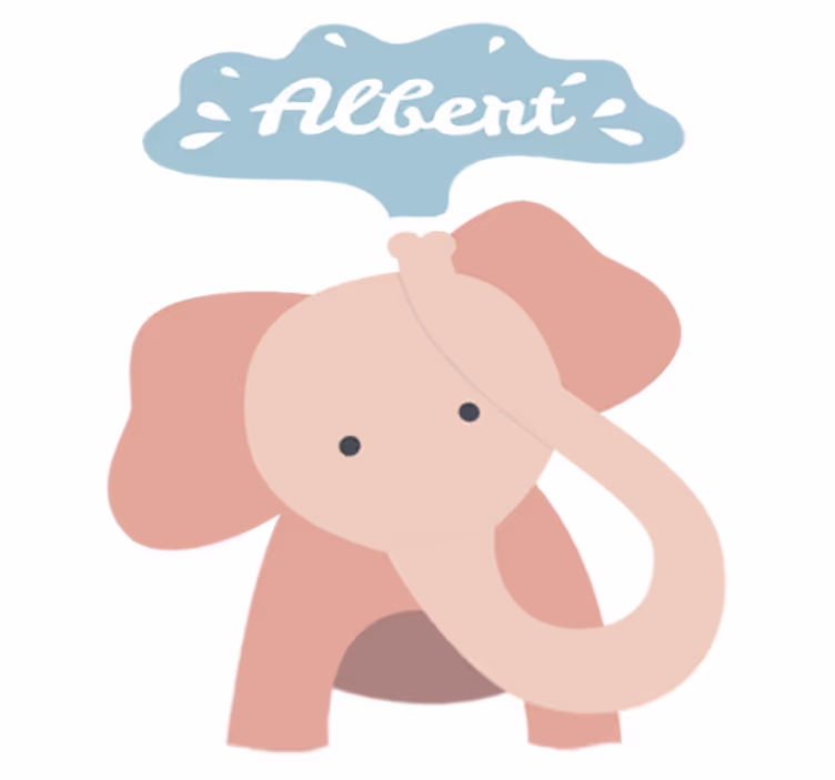 Kids carpet baby elephant personalized with name - TenStickers