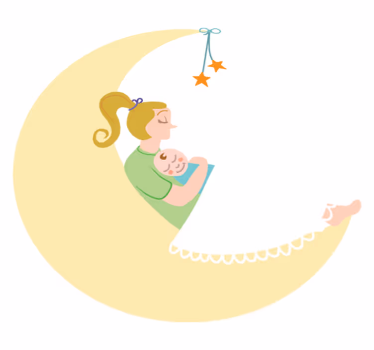 Kids carpet mum and baby on the moon - TenStickers