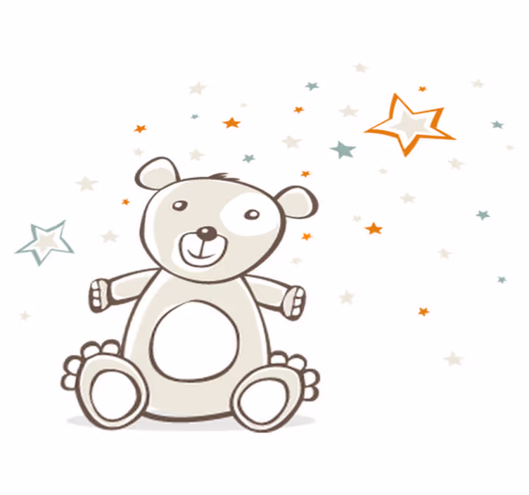 Kids carpet teddy bear with stars - TenStickers