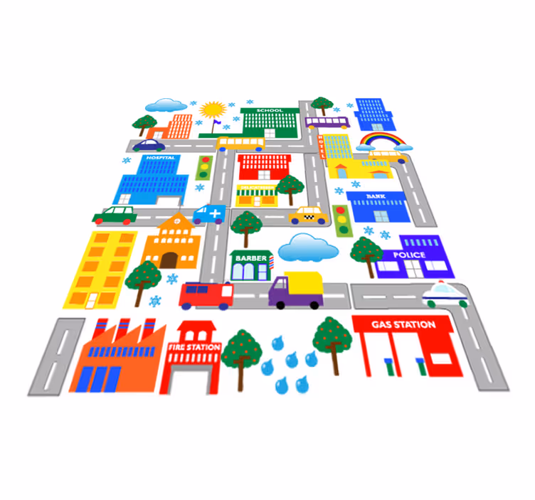Kids carpet colorful big city design - TenStickers