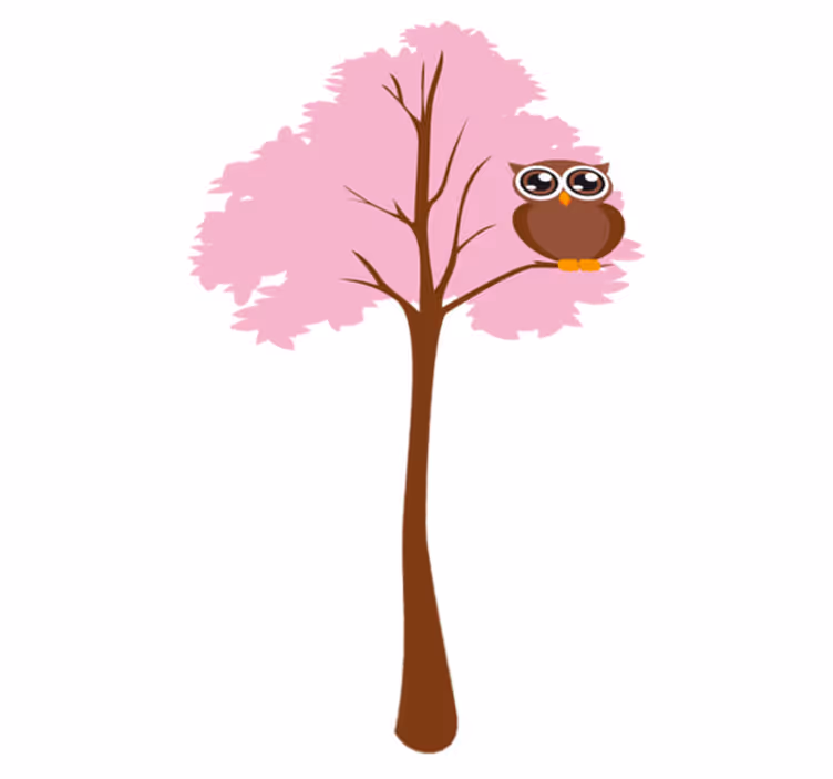 Kids carpet pink tree with owl design - TenStickers