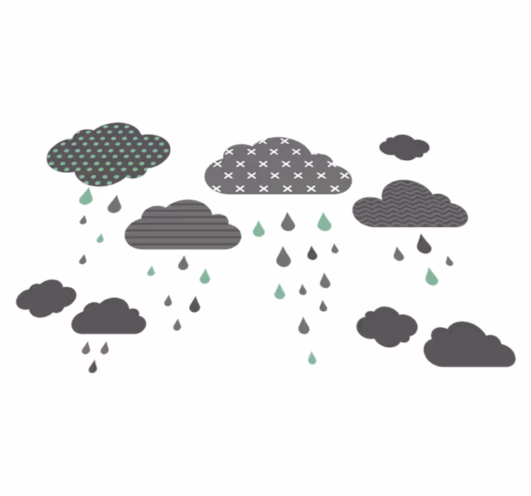 Kids carpet in grey rainy clouds design - TenStickers