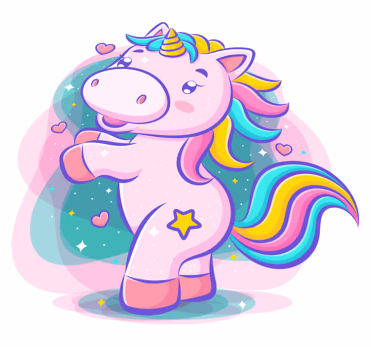 Kids carpet smiling colorful cartoon unicorn - TenStickers