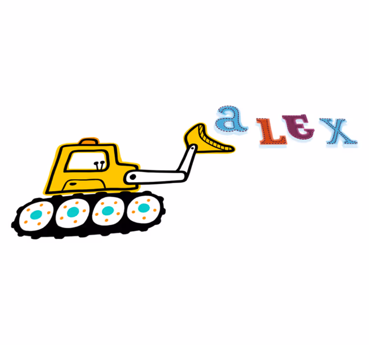 Kids carpet excavator personalized name rug - TenStickers