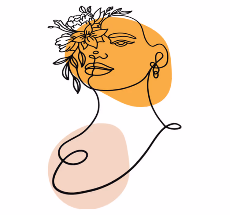 Bedroom carpet featuring a minimalistic woman portrait - TenStickers