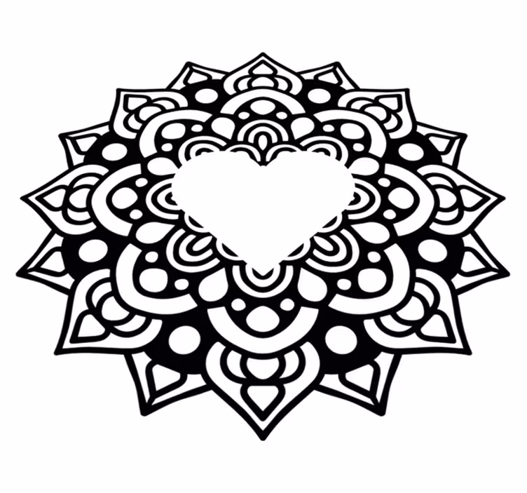 Bedroom carpet mandala in heart-shaped frame - TenStickers