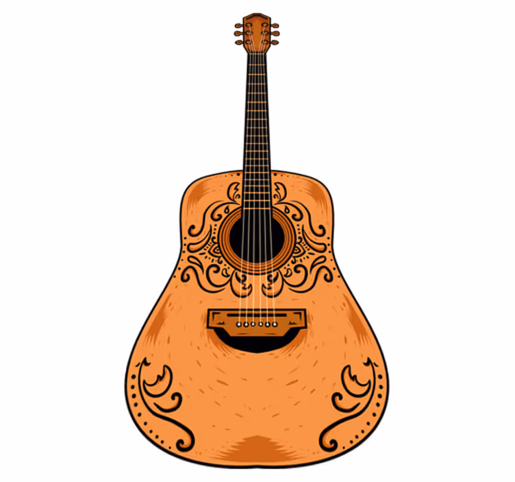 Bedroom carpet in vibrant orange guitar design - TenStickers