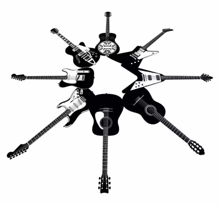 Bedroom carpet with guitars in a circle - TenStickers