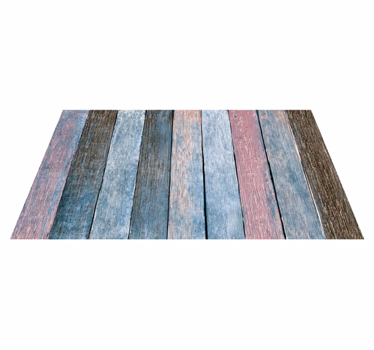 Bedroom carpet in rustic colorful wood design - TenStickers