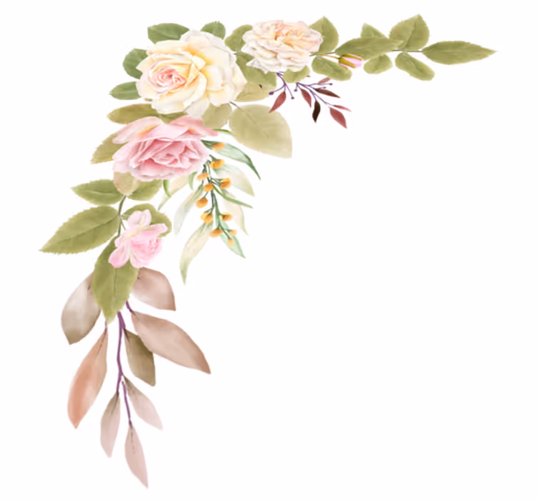 Bedroom carpet with pink and white roses - TenStickers