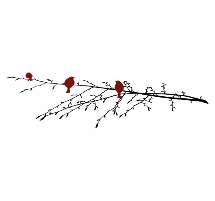 Bedroom carpet with red birds on branch design - TenStickers