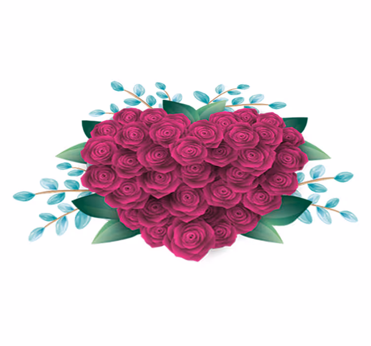 Bedroom carpet heart crown with roses design - TenStickers