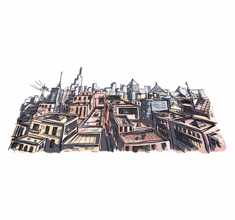 Aquarella city bedroom carpet - TenStickers