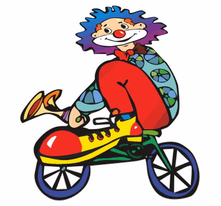 Kids carpet clown on a bike design - TenStickers