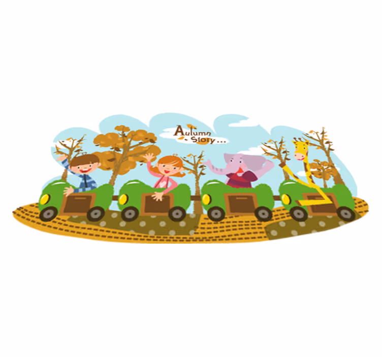 Kids carpet train in autumn - TenStickers