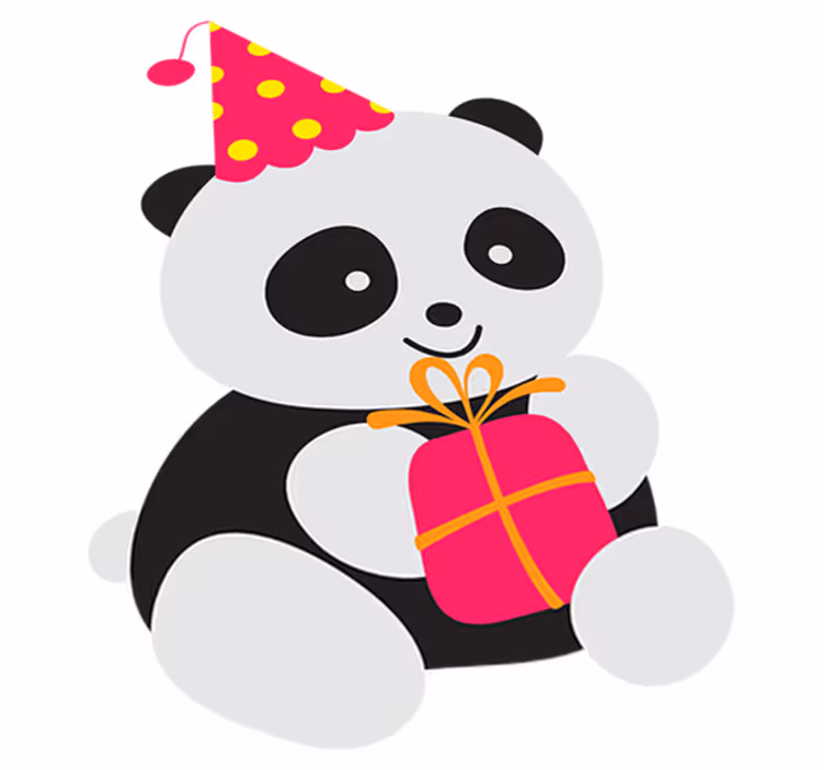 Kids carpet featuring a baby panda with a gift - TenStickers