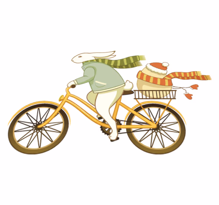 Kids carpet easter bunny on bike design - TenStickers