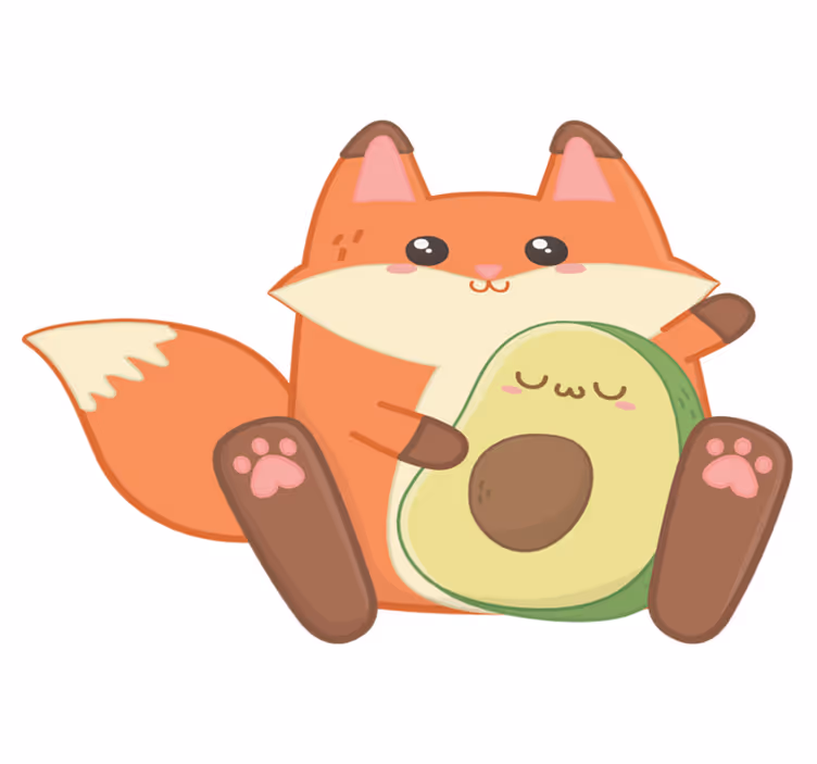 Kids carpet featuring kawaii fox with avocado - TenStickers