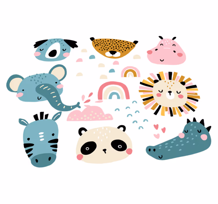Kids carpet little animals nordic design - TenStickers