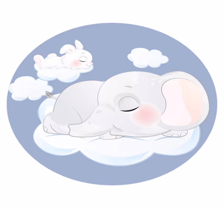 Kids carpet elephant and rabbit on a cloud - TenStickers