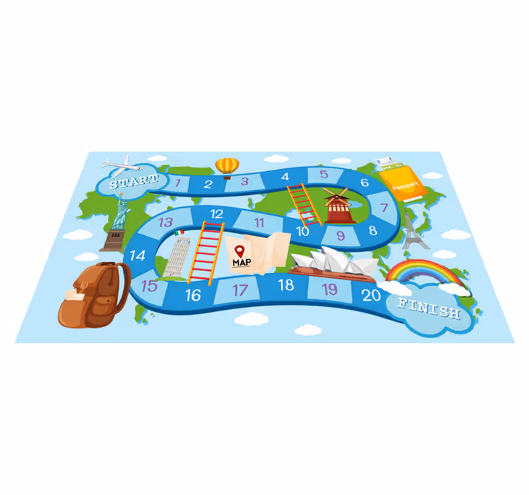 Game rug board game around the world - TenStickers