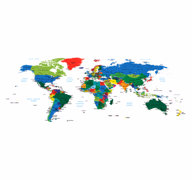 Map rug colorful world map vinyl - TenStickers