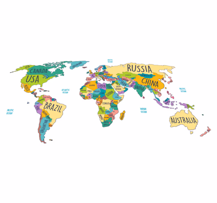 Map rug political world map - TenStickers