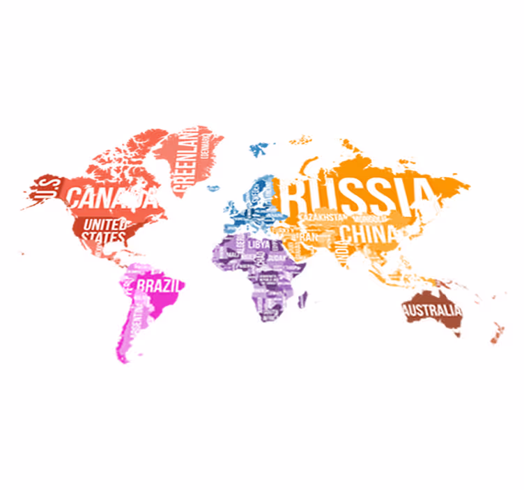 Map rug world map with names and borders - TenStickers