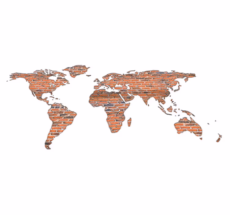 Map rug world map brick vinyl wall decor - TenStickers