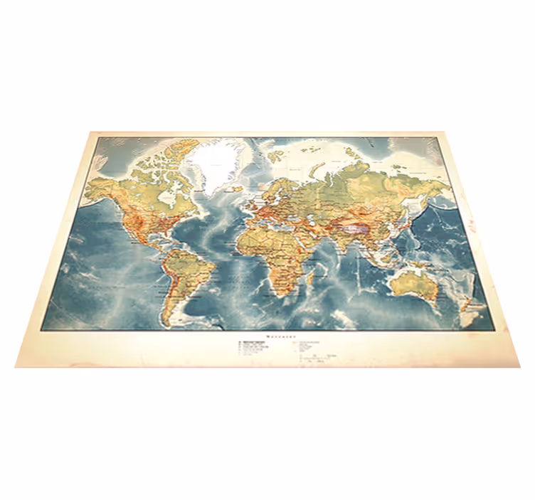 Map rug vintage world map vinyl - TenStickers