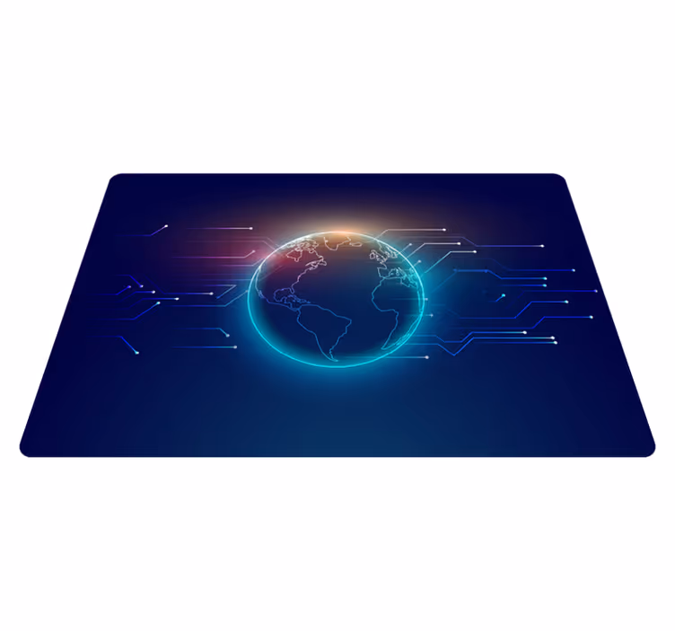 Map rug geometric telecommunication world map - TenStickers