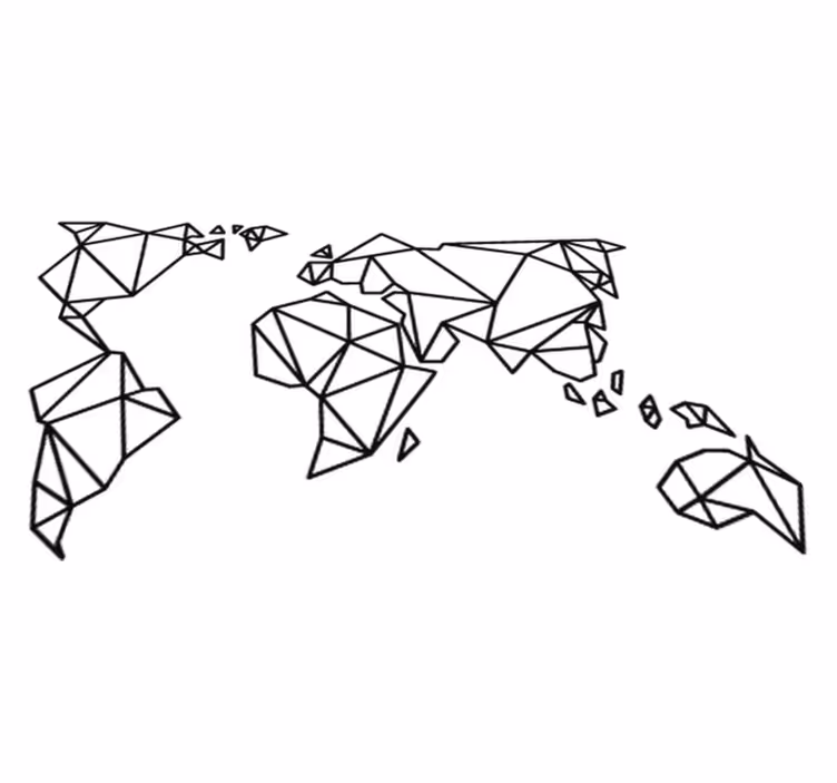 Map rug origami world map vinyl decor - TenStickers