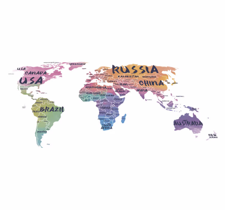 Map rug world map lettering wall sticker - TenStickers