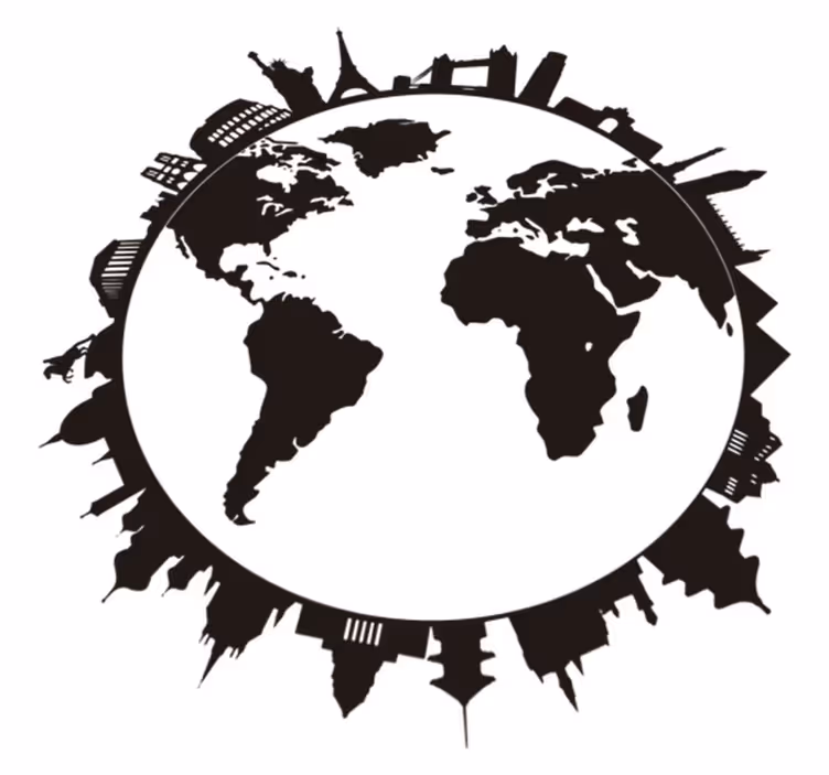 Map rug world with landmarks - TenStickers