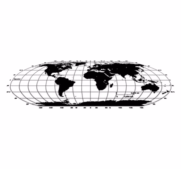 Map rug monochrome world map decor vinyl - TenStickers