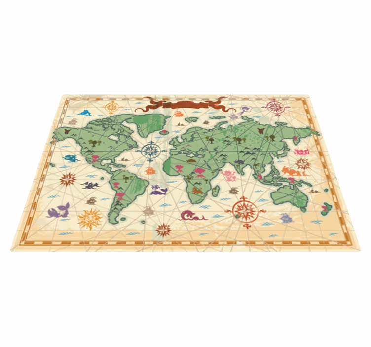 Map rug classic world map kids vinyl - TenStickers