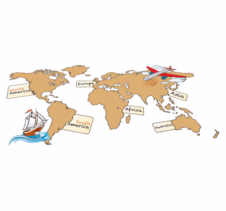 Map rug world map continents in english - TenStickers
