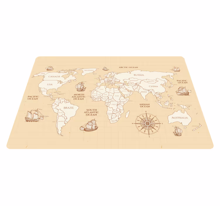 Map rug antique world map with countries - TenStickers